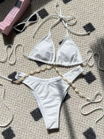 Halter Wrap Around Shell Decorated Bikini Women Swimwear Female Swimsuit Two Pieces Bikini Set Bathing Swimming Swim Suit Swim