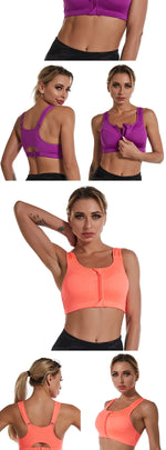 New Sports Bra Women Front Zipper Push Up Gym Jogging Crop Top More Size Tops Yoga Fitness Shockproof Vest Sport Bras for Women
