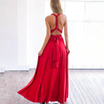Women Dress Halter Sleeveless Backless Multiple Strap Design Party Dress Wedding Banquet Festival Long Dress