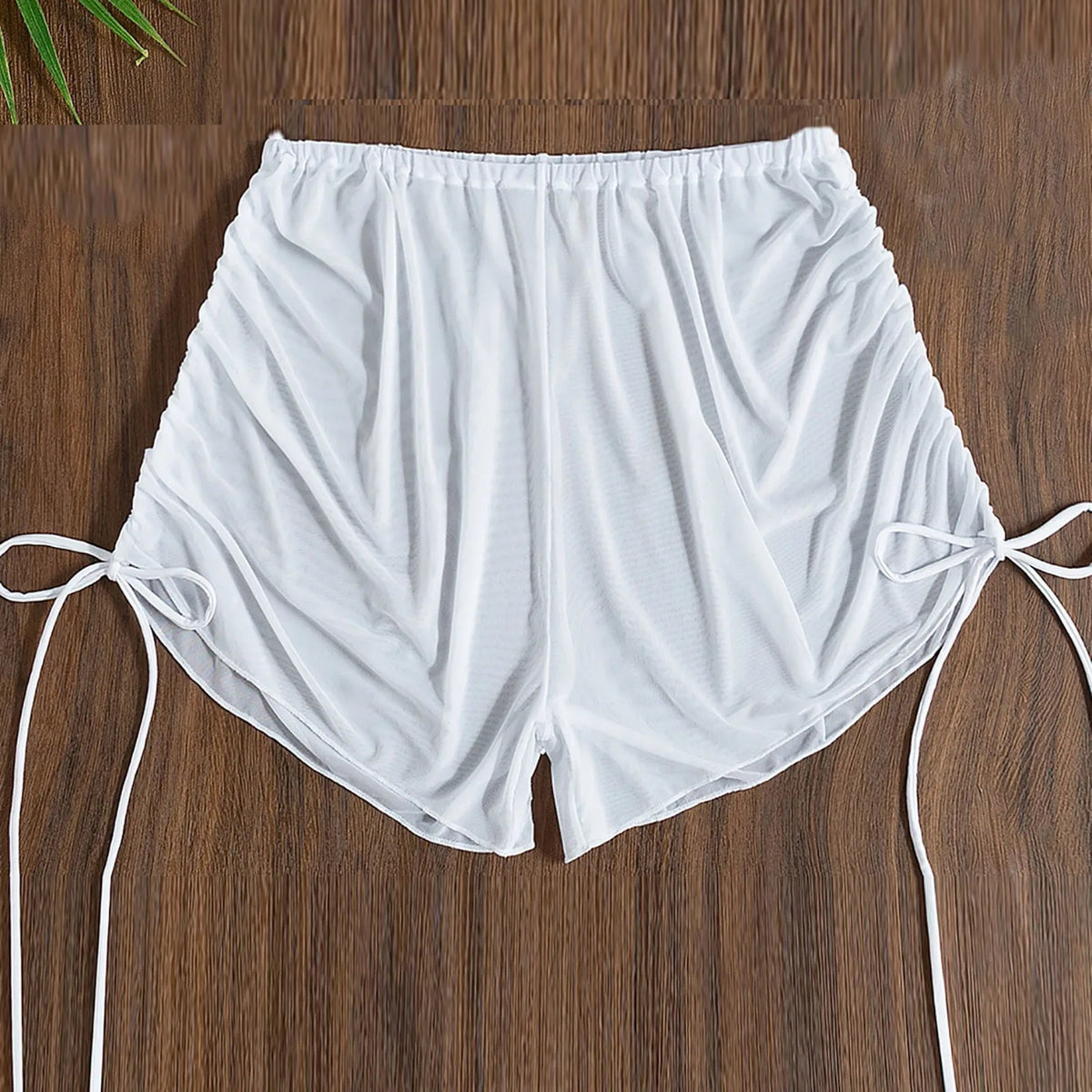 Women Summer Sexy Beach Swimming Shorts High Waist Mesh Sheer Elastic Bikini Bottom White Black Transaparent Cover Up Beachwear