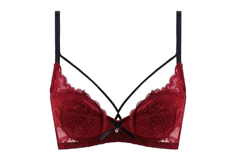 Summer Christmas Lingerie Set Red Lace Bra Lightweight Low Back Support Comfort Bralette Pure Desire AU Sizes MOYISU Sexy Tushy