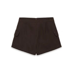 Women's Workwear Skirt-pants Dark Brown Wrap Design Cargo Skort With Pockets For Women High Waist Summer Shorts Elegant 56S3