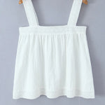 New Style Vacation Casual Lazy Style Pure White Simple Basic Lace Camisole Backless Deep V Suspenders Sleeveless Charming XNKI