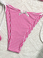 Sexy Micro Bikini 2024 Gingham Print Swimsuit Female Swimwear Women Strings Thong Bikinis Set Bather Beachwear Bathing Suit Pool