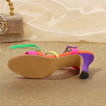 Big Size 43 Summer Mixed Color High Heels Cross-Strap Sandals Women Shoes Kitten Heels Festival Neon Vacation Dress Heels