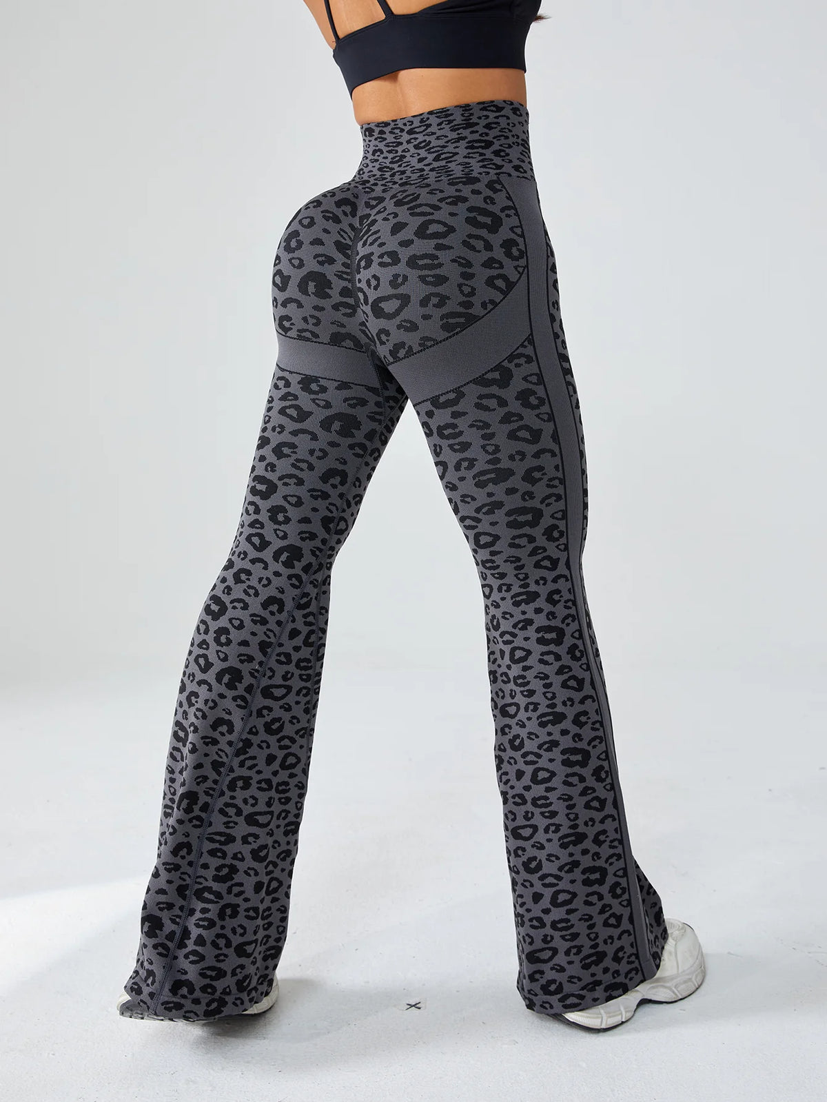 Retro Leopart Women's Pants/Clothing Seamless High-Waisted Flare Trousers Yoga Pilates Leggings Tummy Control 4D Stretch Autumn