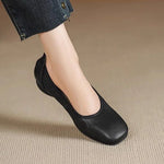 Comfortable Commuting Leather Shoes, French Style Shallow Low-Heel Single Shoes, Popular Women's 2026, Soft Sole Granny Shoes