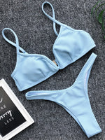 Ribbed V Shape Thong Bikini Women Swimwear Swimsuit Female Two-pieces Bikini set High Cut Bather Bathing Suit Swim Beachwear