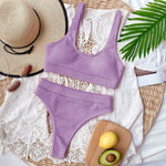 5 Colors Sexy Bikini Women Solid Knitted High Waist Swimwear Swimsuit Female Bikinis Set Bathing Suit Sport Bikini Taille Haute