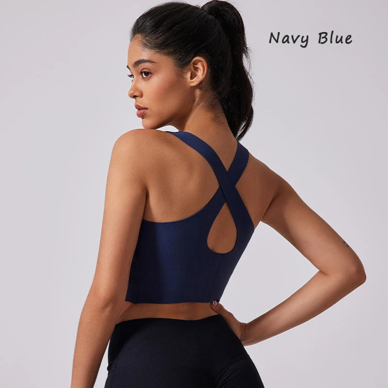 DIAS FIT JOY Wide shoulder strap cross sports vest comfortable shockproof yoga bra fixed chest pad beautiful back fitness Gym