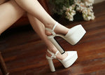 Platform Pointed Toe Sandals for Women Summer New Ankle Buckle Strap Gold Runway High Heels Large Size 43 Wedding Party Shoes