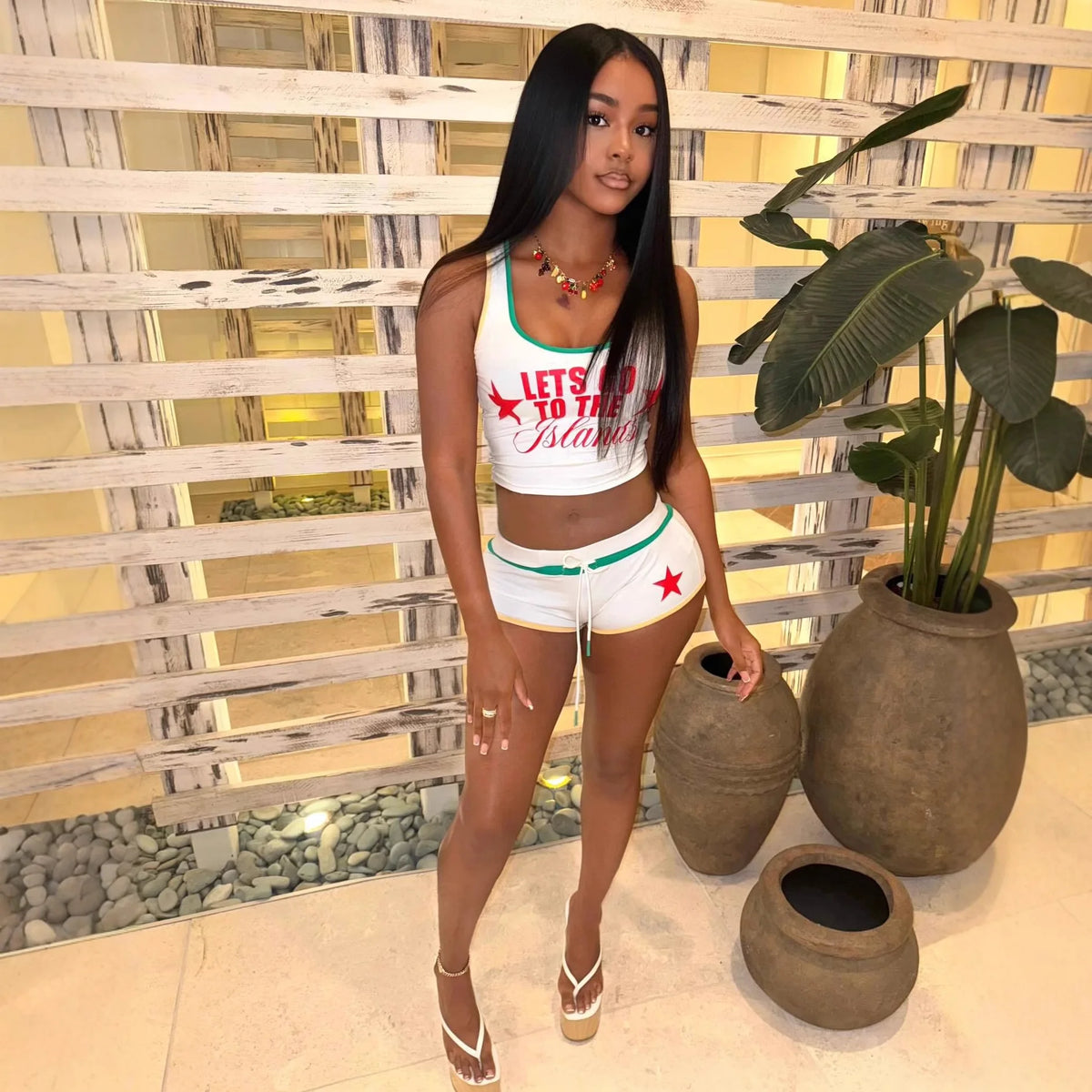Summer new European and American sports fashion slim hot girl letter printed vest top shorts suit