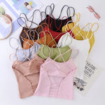 Women Tank Crop Tops Female Crop Top Seamless Backless Summer Cropped Camis Removable Pads Lingerie Girls Camisole