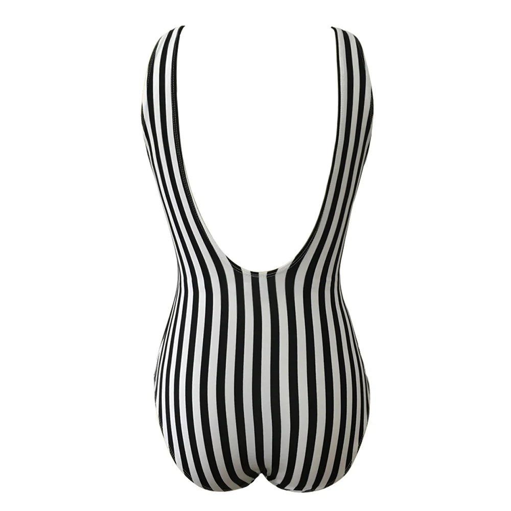 S - XL V shape Wire Striped Women Swimwear One Piece SwimsuitFemale V-bar Underwired Bather Bathing Suit Swim Monokini V472