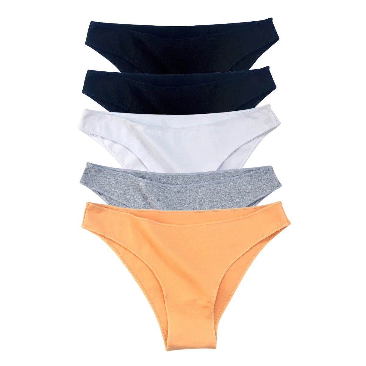 5Pcs/Set Cotton Classic Panties Women Low Rise Briefs Solid Color Breathable Underwear Sexy Lingerie Intimates Underpants M-XXL