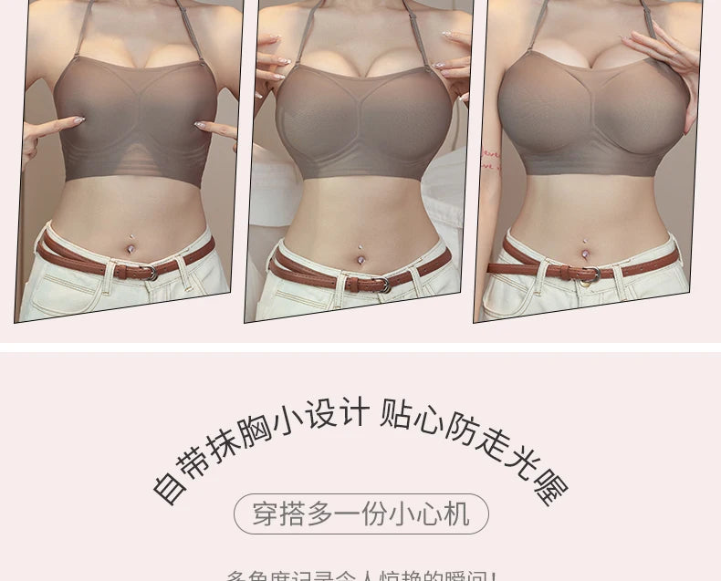 MOYISU Low Back Bra Small Chest -Thickened Pads Convertible Straps Seamless Enhancer for Dresses Elegant Exposed Shoulder Design