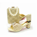 Doershow New Arrival Shoes and Bag Set African Sets 2022 pink Nigerian Women Shoes and Matching Bags Set for wedding!1-59