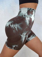Tie Dye Yoga Shorts Marble Gym Shorts Women Push Up Sports Shorts Women Fitness Tights Breathable High Waist Booty Shorts