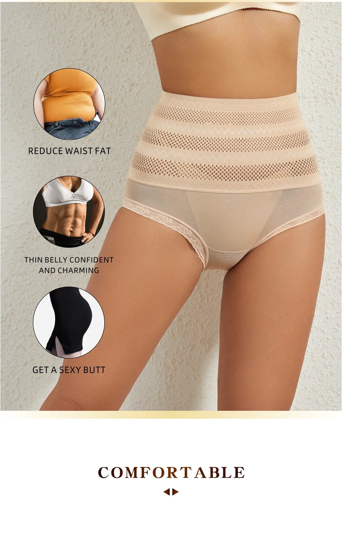 1Pc Women's Bodyshaper Belly Tightening Pants Body Lifting High Rise Panties Tummy Control Hip Underwear Solid Shapers Lingerie