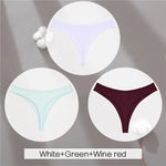 3Pcs/Set Women Cotton G-String Panties Female Low Rise Thongs Ladies Sexy Bikini 7 Solid Color Girl Soft M-XL Intimates Lingerie