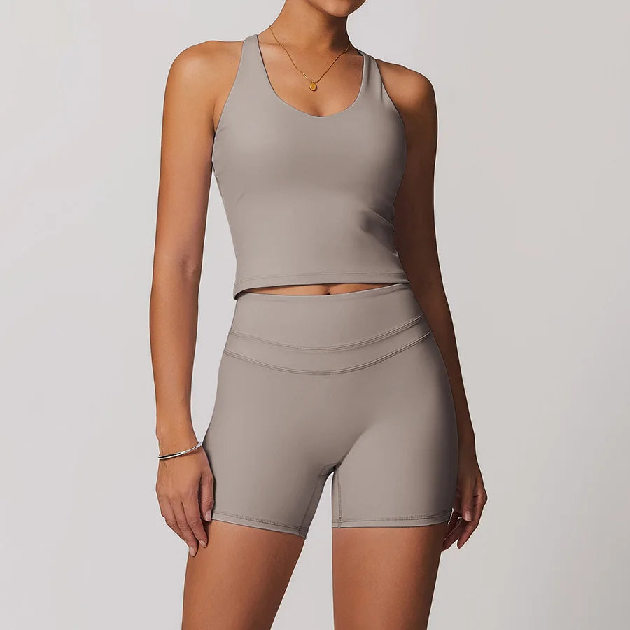 Yoga Set 2PCS Women Tracksuit Nude Feeling Workout Sets Gym Clothes Push Up Fitness Running Sportwear Sport Bra Leggings Suit