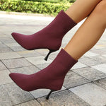 Women Socks Boots Stretch Fabric Women Ankle Boots Pointed Toe High Heels Slip-On Sexy Sock Heeled Chelsea Boots 2026
