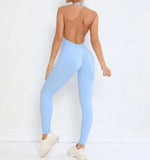 Women's Seamless Yoga Jumpsuits Sports Fitness Peach Hip-lifting Beauty Backless One-piece Pocket Tight Workout Gym Bodysuit
