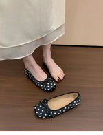 New Butterfly-knot Women Dot Ballet Flats Comfort Square Toe Slip on Shoes Ladies Eelgant Soft Sole Dress Mary Jane Shoes