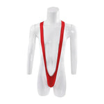 DEKA Mens Glossy Mankini One-Piece Swimsuit Bulge Pouch Thongs V-Shaped Suspender Bodysuit Hollow Out Swimwear Underwear Clubwea