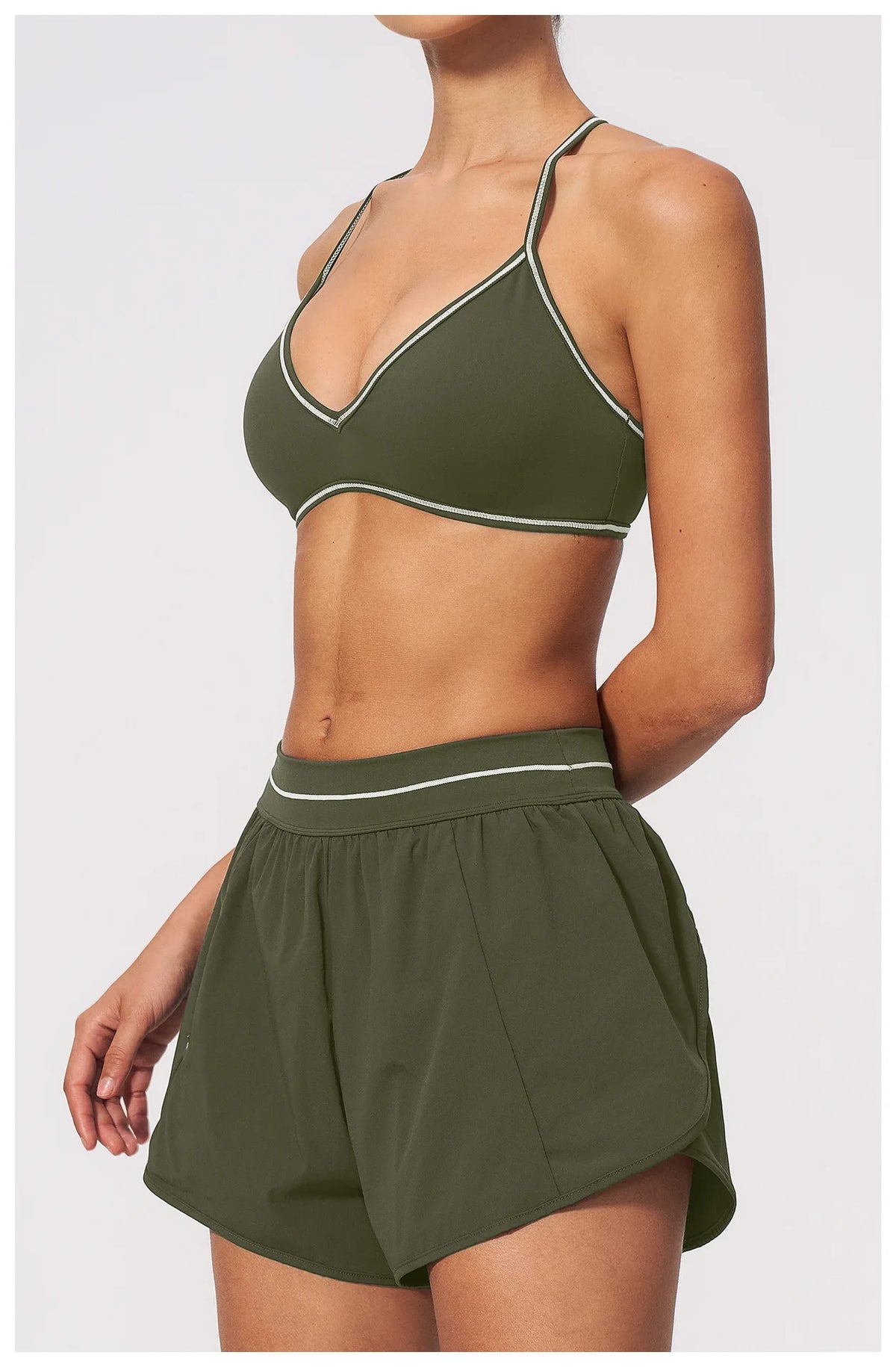 New Brushed Sports Shorts Women High Waist Fake Two Pieces of Anti Glare Shorts Leggings Casual Loose Pocket Fitness Sportwear