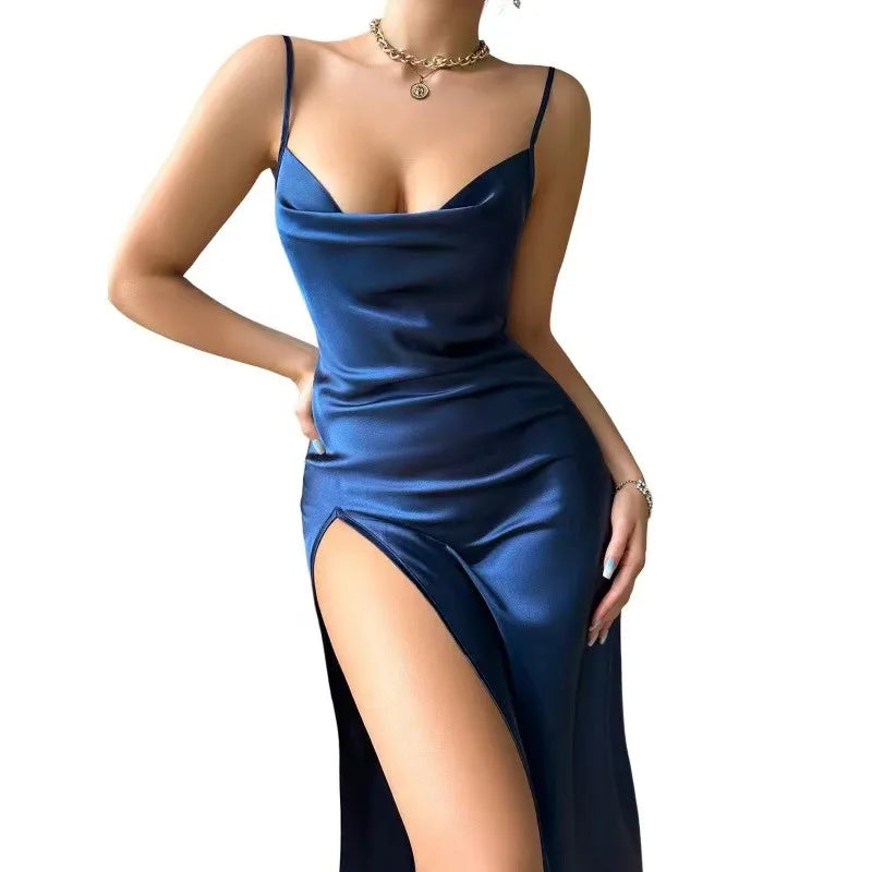 Red Lace-up Straps Nightdress Comfort Sexy V-Neck Spaghetti Strap Pajama Dress For Valentine's Gifts Women'sSleepwear