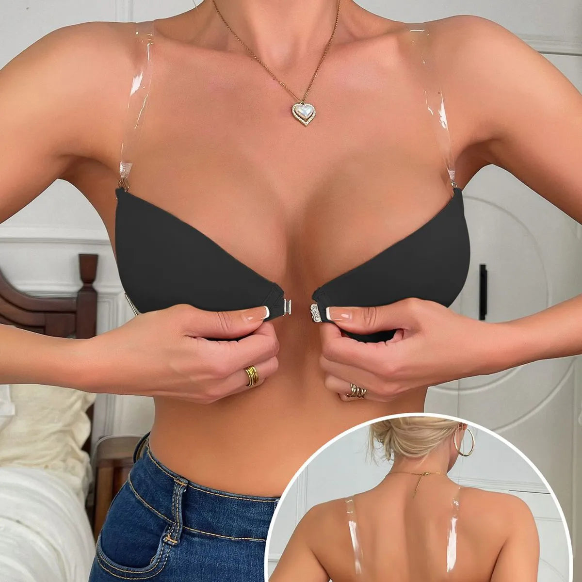 Beauwear Strapless Invisble Bras for Woman Solid Color Transparent Party Bra Push Up Underwear 34B 34B 36B 36C 3B-3056