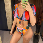 S - XXL Leopard Printed High Waist Bikini Female Swimsuit Women Swimwear Three-piece Bikini set Bather Bathing Suit Swim V2805SW