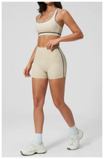 Summer New Color Contrast Yoga Set Women Tight I-shaped Back Sports Bra Versatile Fitness Suit High Waist Shorts Workout Clothes