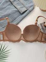 Transparent Floral Two Pieces Bras Panties Set Clothing Sexy Underwire Push Up Lingeries For Women A2123