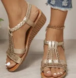 Shoes for Women Summer Women Wedge Bohemia Rhinestones Casual Platform Sandals Female Peep Toe Outdoor Beach Shoes 2026