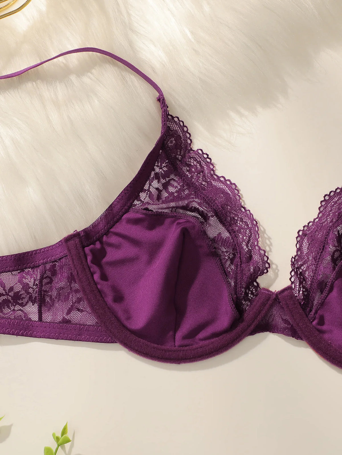 Purple lace brassere ribbon steel ring anti sagging bra retro French style Lingerie sexy women's underwear HR2635