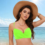 Women's Sexy Bikini Bra Fashion Push Up Underwear Swimsuit Solid Color Cross Tie Bra Pad No Steel Swimsuits Bikini Lenceria