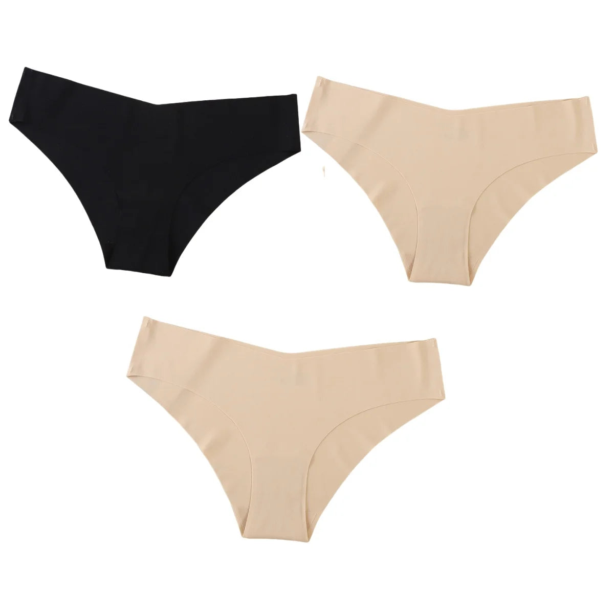 3Pcs/Set Women Seamless Low Rise Bikini Panties Ice Silk Fabric Briefs No Show Underpants Invisible Panties Sexy Lingerie XS-XL