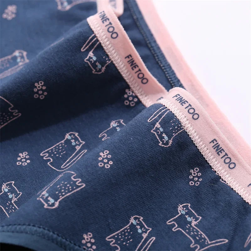 3Pcs/set Women Printing Floral Panties Low-Rise Cotton Briefs Female Comfortable Underwear Female Soft Panties Lingerie M-2XL