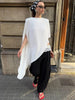 Trendix White Asymmetrical Cover Up For Women Fashion Ruffle Hem Loose Short Sleeve Shirts Casual Elegant Commuting Pullover Top