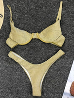 Glitter Shiny Underwired V-Bar Bikini Women Swimsuit Female Brazilian Swimwear Two-piece Bikini Set Triangle Bathing Suit Swim