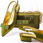 Doershow New Arrival Shoes and Bag Set African Sets 2024 Olive Nigerian Women Shoes and Matching Bags Set for wedding1-11