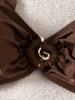 Sexy Brown Bikini 2025 Padded Bandeau Swimsuit Female Swimwear Women Thong Bikinis Set Bather Beachwear Bathing Suit Holiday
