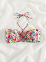 Sexy Floral Printed Halter Lace Up Bikini Female Swimsuit Women Swimwear Two-pieces Bikini set Bather Bathing Suit Swim K5026