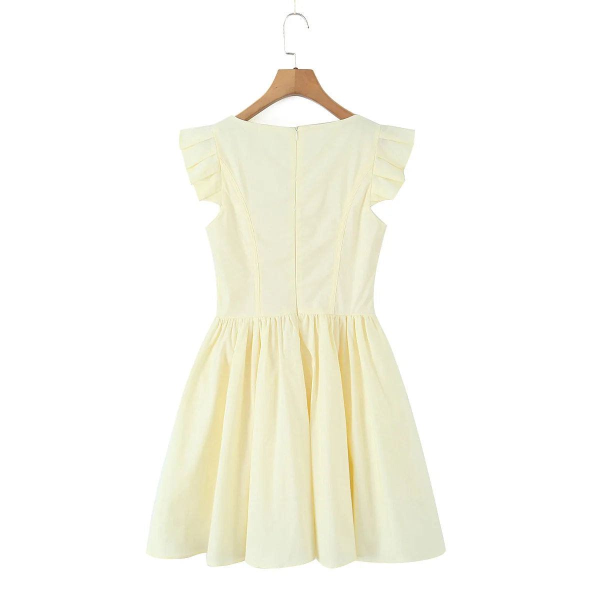 Floral Embroidery Cotton Summer Women's Dress Sleeveless Buttons Decor Short Mini Dress Elegant Yellow A-line New in Dress 2025