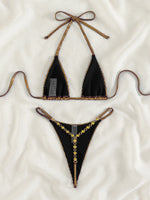 Luxury Jewelled Rhinestones Bikinis Sets Women Shiny Sequin Blue Gold Triangle Swimsuit 2024 Brazilian Bathing Suit Swimwear