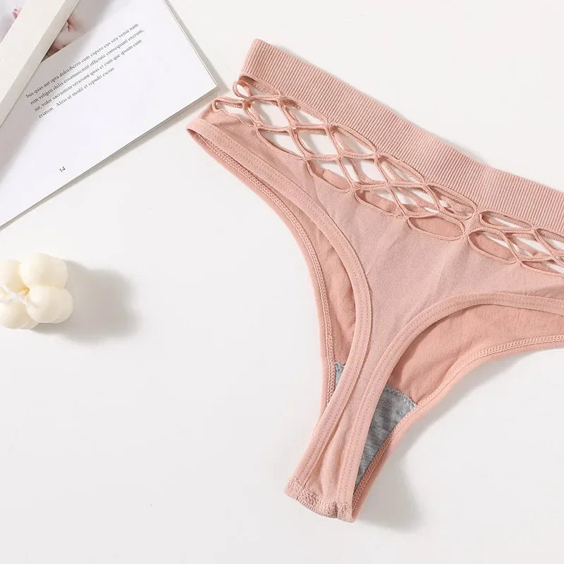 3Pcs/Set Sexy High Rise Panties Women Thongs Comfort G-String Underwear Sexy Lingerie Hollow Bottoms Female Underpants M-L