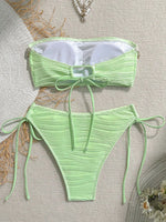 XS - XL Wrinkled High Cut Bandeau Bikini Women Swimwear Female Swimsuit Two-pieces Bikini Set Shells Bather Bathing Suit Swim