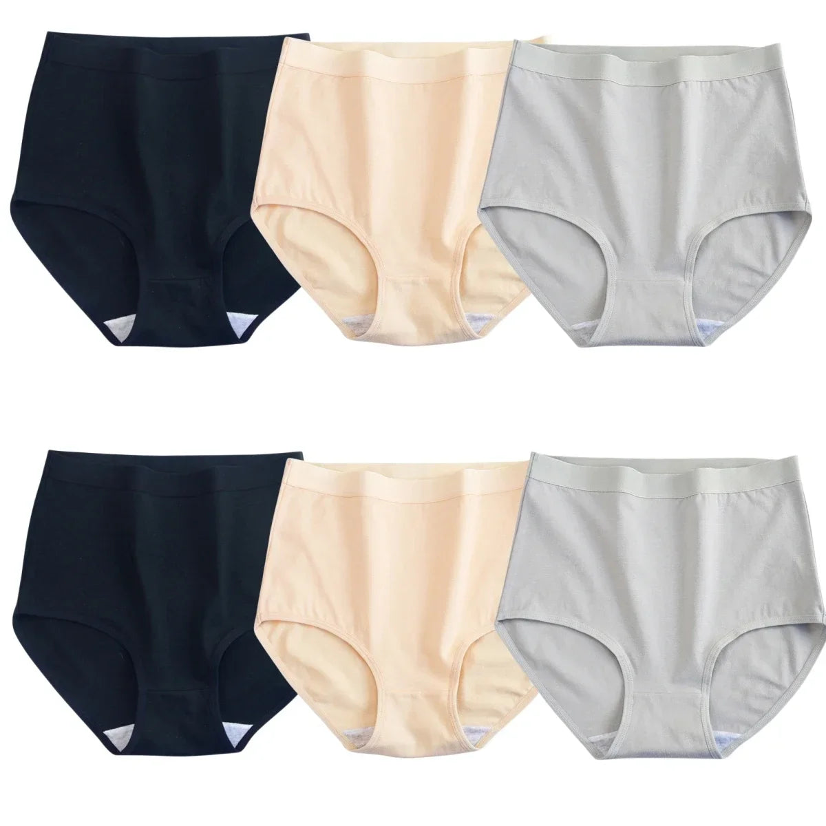 6Pcs/Set Women Cotton Panties High Rise Briefs Female Breathable Underpants Sexy Lingerie Tummy Control Underwear M-XXXL
